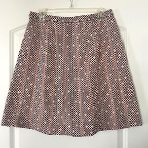 Tory Burch Printed A-Line Pleated Mini Skirt Size 6 Cotton Silk Spandex Blend
